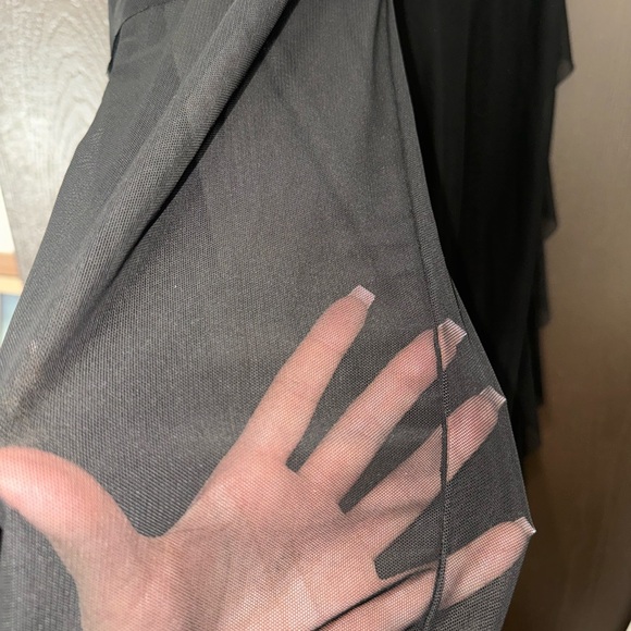 Sheer Ruffle Side Wide-Leg Pants - Black - Picture 3 of 4